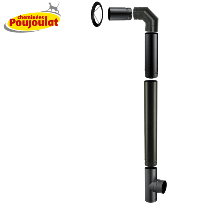 Kit raccordement conduit émaillé avec plaque finition pour poêles à bois - Poujoulat