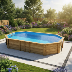 Piscine hors-sol / semi-enterrée / enterrée en Bois Octogonale+ WEVA 840 BWT