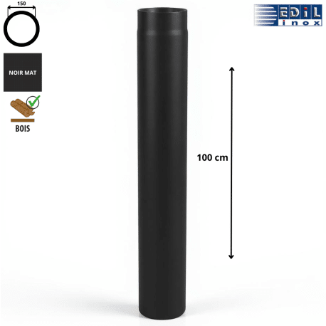 Élément droit 100 cm émaillé noir mat Edilinox