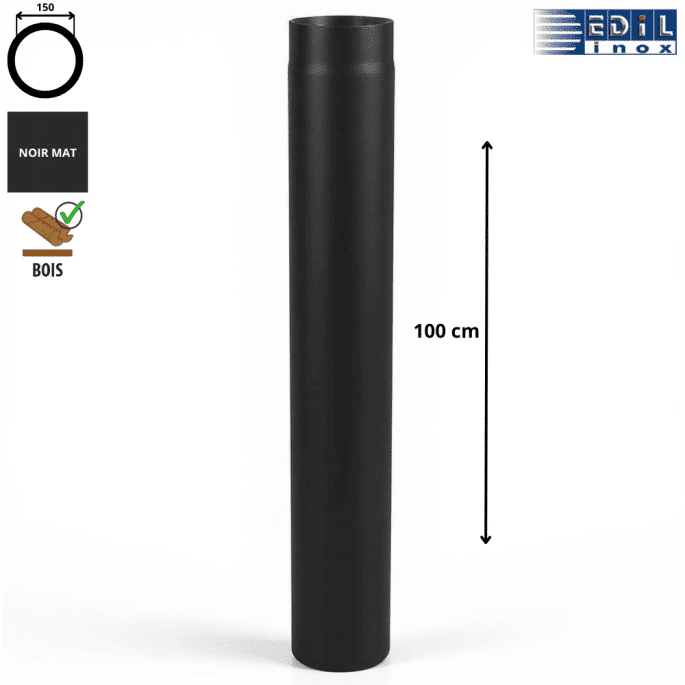 Élément droit 100 cm émaillé noir mat Edilinox