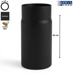 Élément droit 25 cm émaillé noir mat Ø130 Edilinox