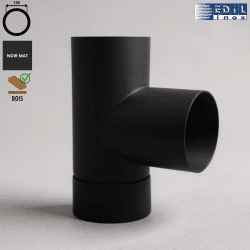 Té 90° avec tampon émaillé noir mat Edilinox - Diamètre 130 mm