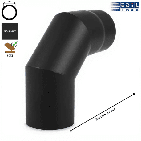 Coude 90° émaillé noir mat Edilinox