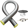 Kit tubage flexible double peau inox + collier de fixation haute + chapeau Poujoulat