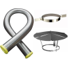 Kit tubage flexible double peau inox + collier de fixation haute + chapeau Poujoulat