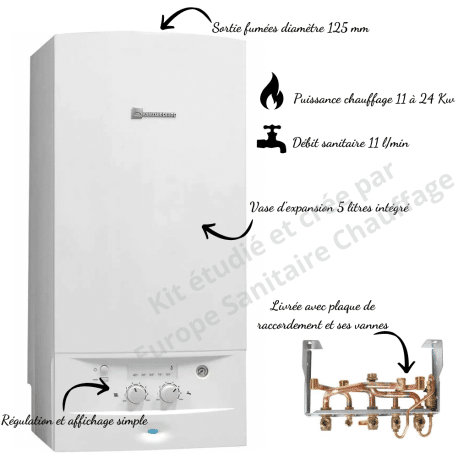 Chaudière Elm Leblanc Acléis 24 Kw NGLM 24-5H Cheminée
