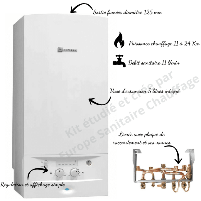 Chaudière Elm Leblanc Acléis 24 Kw NGLM 24-5H Cheminée