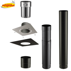 Kit raccordement conduit émaillé avec plaque finition pour poêles à bois - Poujoulat - Ø150 mm
