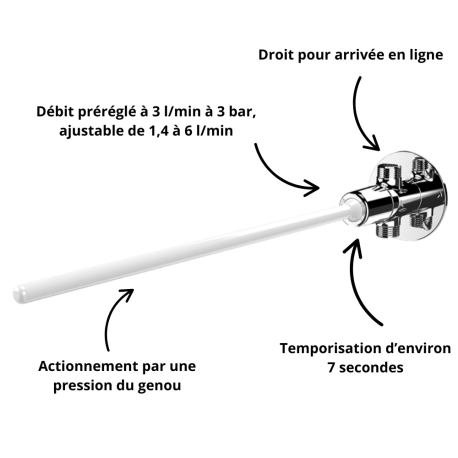Robinet Tempogenou temporisé à commande fémorale Delabie