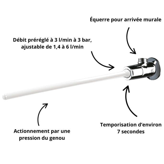 Robinet Tempogenou temporisé à commande fémorale Delabie