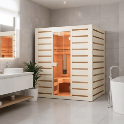 Sauna / Cabine Vapeur & Infrarouge HYBRIDE COMBI Holl's 4 places avec poêle