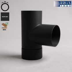 Té 90° avec tampon émaillé noir mat Edilinox - Diamètre 200 mm