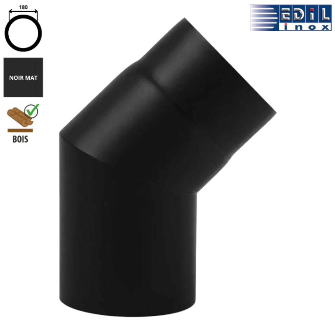 Coude 45° émaillé noir mat Edilinox