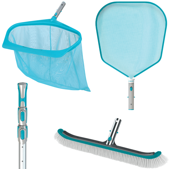 Pack entretien piscine Bayrol avec Manche télescopique, épuisette de fond, de surface et Brosse 50 cm