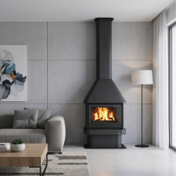 Cheminée à bois frontale avec turbine LISBOA Bronpi Cheminée à bois frontale avec turbine LISBOA Bronpi