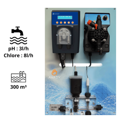 Régulateur de pH + pilotage ampérométrique du chlore liquide Avady PANpilot pH Turboxy CL TS20 (3-8L/h)