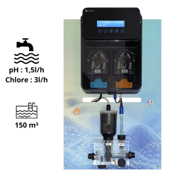 Régulateur de pH + pilotage redox du chlore liquide Avady PANduo Turboxy CL T (1,5-3L/h)