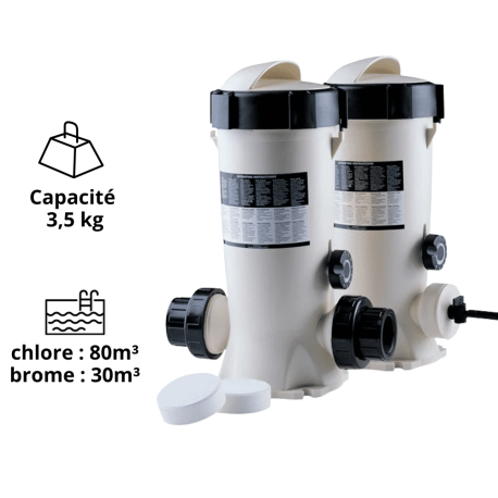 Distributeur Dossi 3 in line/off line chlorinateur brominateur 3,5kg Astral Pool