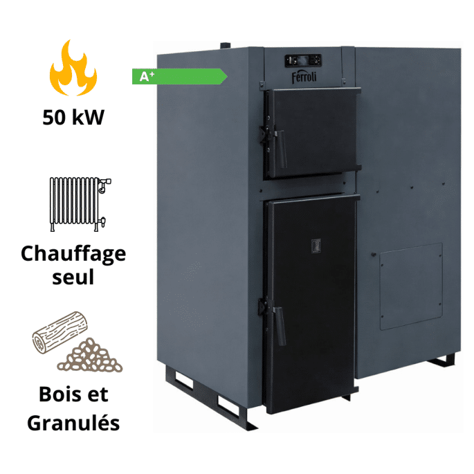 Chaudière mixte bois et pellet BioPellet Combi Ferroli