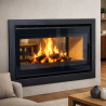 Insert bois double face Cassette Nordic W 70 black avec cadre de finition A.Caminetti