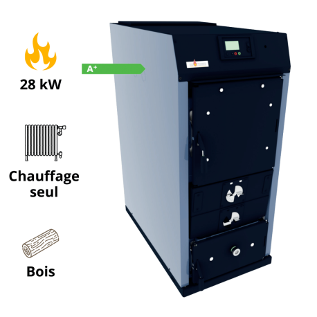 Chaudière bois-bûche DRAKKAR à combustion inversée HS France 