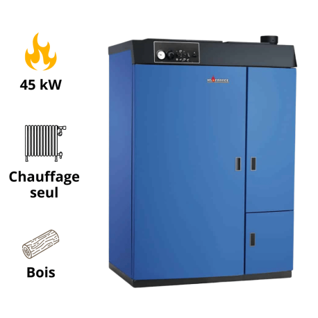 Chaudière bois-bûche THORUS 35 à combustion inversée assistée par extracteur HS France 