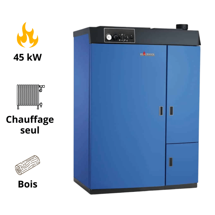 Chaudière bois-bûche THORUS 35 à combustion inversée assistée par extracteur HS France 