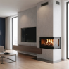 Insert à bois d'angle vitre droite W16 PB BLACK ECO 13,5 KW KAWMET