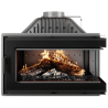 Insert à bois d'angle vitre droite W16 PB BLACK ECO 13,5 KW KAWMET