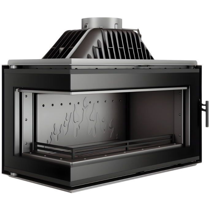 Insert à bois d'angle vitre gauche W16 LB BLACK 13,5 KW KAWMET