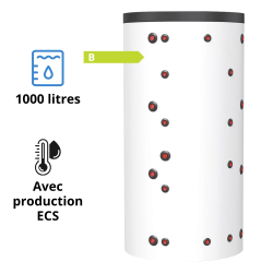 Ballon tampon Thermador 1000 Litres + eau chaude instantanée Sans échangeur acier