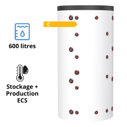 Ballon tampon Thermador 600 Litres combiné avec stockage Eau Chaude Sanitaire Ballon tampon Thermador 600 Litres combiné avec stockage Eau Chaude Sanitaire