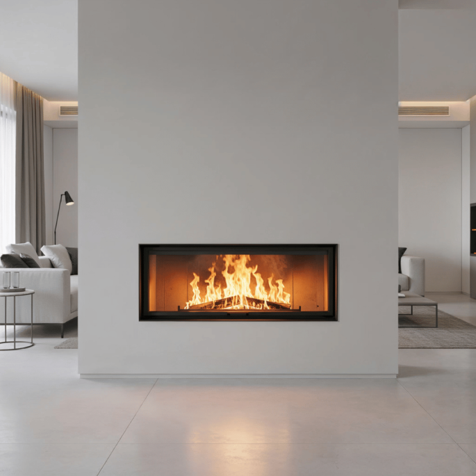 Foyer à bois Flat 180 x 50 de A.Caminetti - Puissance de 17 à 25 kW ...