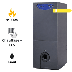 Chaudière fioul 31 kw SIME Estelle 4 Ballon Inox 110L Cheminée