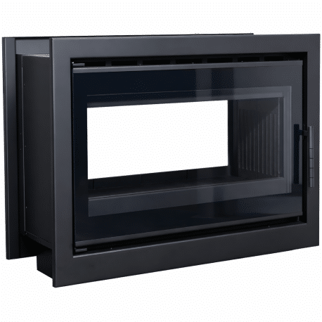 Insert bois double face Cassette Nordic W 70 black avec cadre de finition A.Caminetti