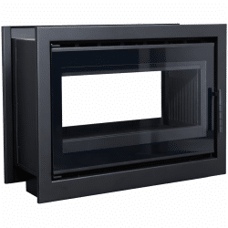 Insert bois double face Cassette Nordic W 70 black avec cadre de finition A.Caminetti