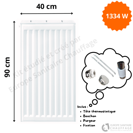 Radiateur Acier H.90 x L.40 cm Stelrad 1334W T33