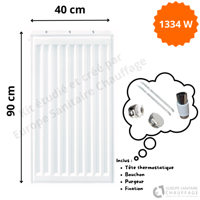 Radiateur Acier H.90 x L.40 cm Stelrad 1334W T33