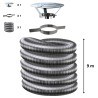 Kit tubage flexible double peau inox diamètre 180 + collier de fixation haute + chapeau Poujoulat