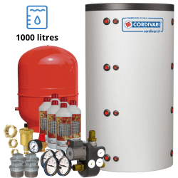 Kit ballon tampon 1000 Litres + vase expansion + unité de charge pour chaudière bois