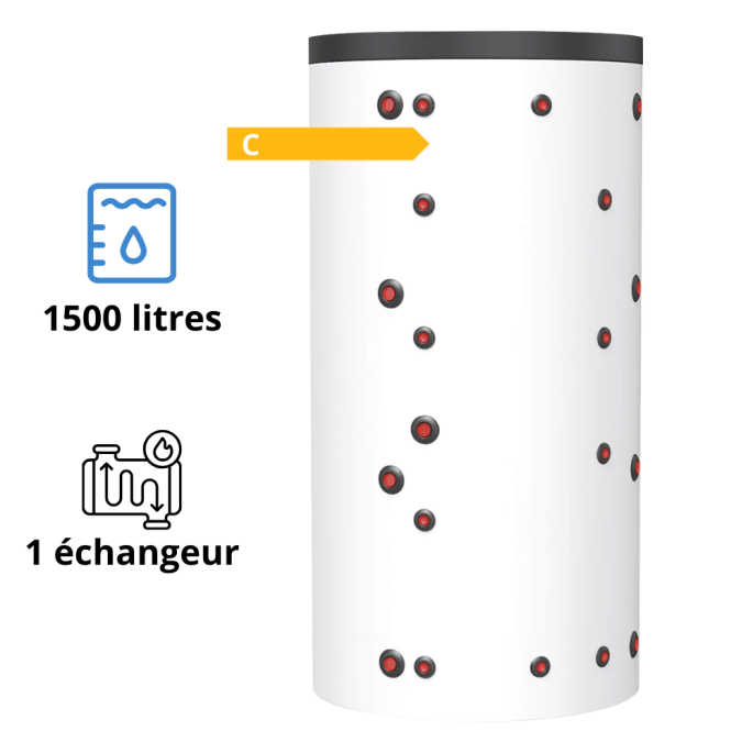Ballon tampon Thermador 1500 Litres + échangeur