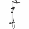 Ensemble Mitigeur lavabo + Colonne de douche + Mitigeur Bain + Support douchette Noir mat
