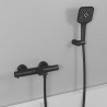 Ensemble Mitigeur lavabo + Colonne de douche + Mitigeur Bain + Support douchette Noir mat