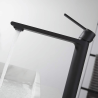 Ensemble Mitigeur lavabo + Colonne de douche + Mitigeur Bain + Support douchette Noir mat
