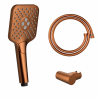 Ensemble Mitigeur lavabo + Colonne de douche + Mitigeur Bain + Support douchette Cuivré brossé