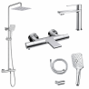 Ensemble Mitigeur lavabo + Colonne de douche + Mitigeur Bain + Support douchette Chromé