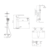 Ensemble 2 Mitigeurs lavabo + Colonne de douche + Mitigeur Bain + Support douchette flexible Or brossé
