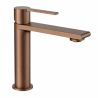 Ensemble 2 Mitigeurs lavabo + Colonne de douche + Mitigeur Bain + Support douchette flexible Cuivre brossé