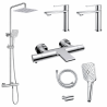 Ensemble 2 Mitigeurs lavabo + Colonne de douche + Mitigeur Bain + Support douchette flexible Chromé