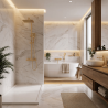 Ensemble Mitigeur lavabo + Colonne de douche + Mitigeur Bain + Support douchette Or brossé